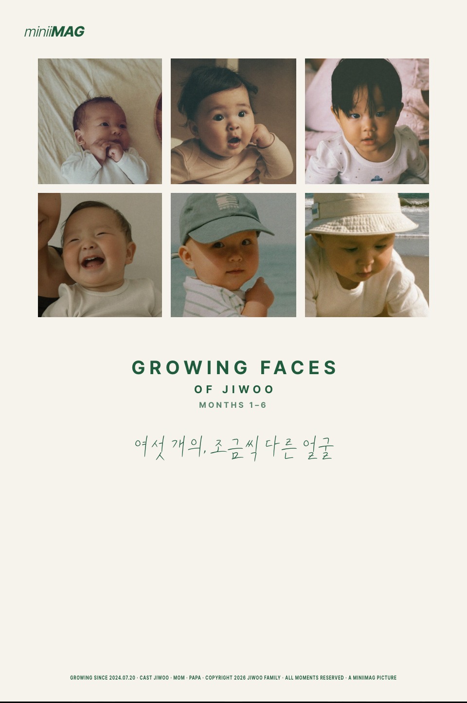 Growing Faces 포스터 — 여섯 개의 얼굴 (1~6개월)